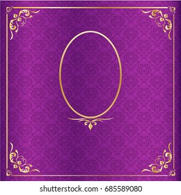 Vector Purple Thai Luxury Background With Golden Frame