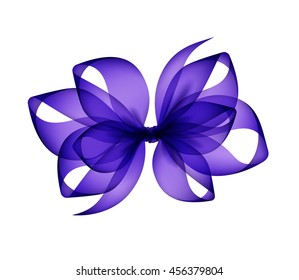 Vector Purple Transparent Bow Top View Close up Isolated on White Background
