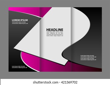 Vector purple tri-fold brochure design template

