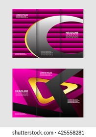 Vector purple tri-fold brochure design template
