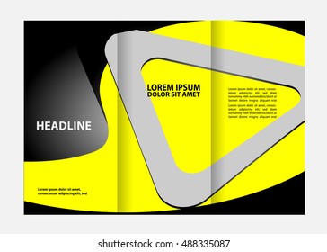 Vector purple tri-fold brochure design template
