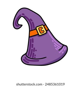 Vector of a purple witch hat. Halloween illustration on white background