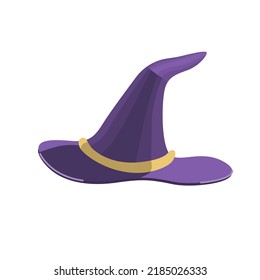 Vector purple witch hat. Hat illustration can be used as an element for seasonal Halloween design