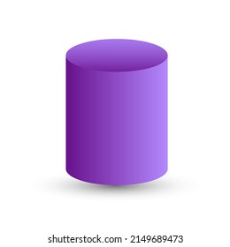 Vector purplev cylinder with gradients and shadow for game, icon, package design, logo, mobile, ui, web, education. 3d cylinder on a white background. Pedestal template for your design.