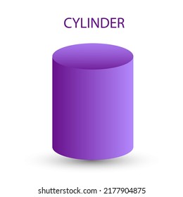Cilindro vectorial con gradientes y sombra para juego, icono, diseño de paquetes, logo, móvil, ui, web, educación. Cilindro 3d sobre fondo blanco. Plantilla para su diseño.