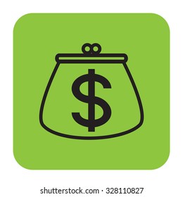 Vector purse with dollar. Web icon saved in EPS8.