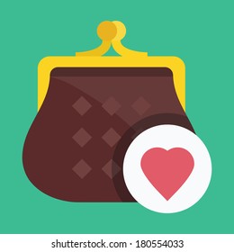 Vector Purse and Heart Shape Icon