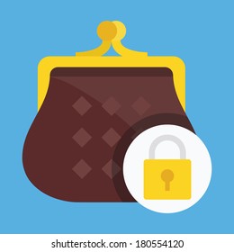 Vector Purse and Lock Icon Money Protection Concept