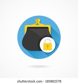 Vector Purse and Lock Icon Money Protection Concept
