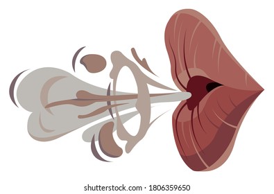 Vector Pursed Lips In Graphic Style