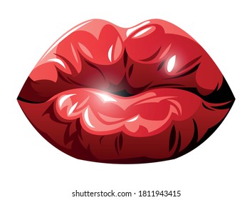 Vector Pursed Lips In Graphic Style