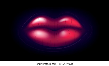 Vector Pursed Lips In Graphic Style