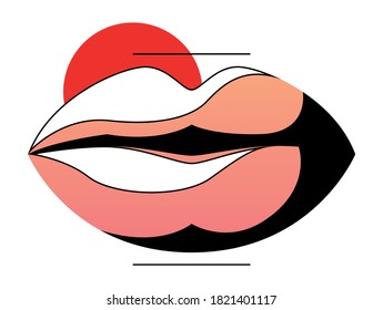 Vector Pursed Lips In Graphic Style