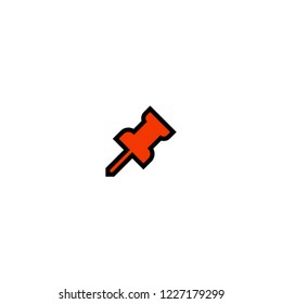 Vector push pin flat isolated icon
