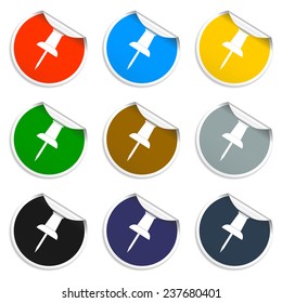 Vector push pin icon. Flat vector illustrator 