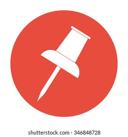 Vector push pin icon. Flat design style eps 10