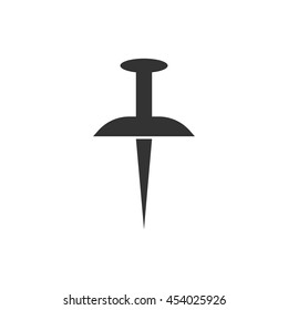 Vector push pin icon. Isolated on white.