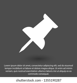 Vector push pin icon, Pushpin icon. Push pin vector illustration for graphic design. Push pin Isolated. Vector EPS10 pin symbol 