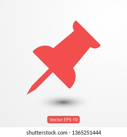 Vector push pin icon, Pushpin icon. Push pin vector illustration for graphic design. Push pin Isolated. Vector EPS10 pin symbol 