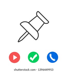 Vector push pin icon, Pushpin icon. Push pin vector illustration for graphic design. Push pin Isolated. Vector EPS10 pin symbol 