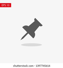 Vector push pin icon, Pushpin icon. Push pin vector illustration for graphic design. Push pin Isolated. Vector EPS10 pin symbol 