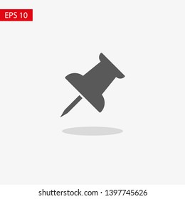 Vector push pin icon, Pushpin icon. Push pin vector illustration for graphic design. Push pin Isolated. Vector EPS10 pin symbol 