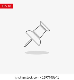 Vector push pin icon, Pushpin icon. Push pin vector illustration for graphic design. Push pin Isolated. Vector EPS10 pin symbol 