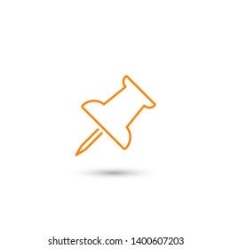 Vector push pin icon, Pushpin icon. Push pin vector illustration for graphic design. Push pin Isolated. Vector EPS10 pin symbol 