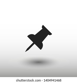 Vector push pin icon, Pushpin icon. Push pin vector illustration for graphic design. Push pin Isolated. Vector EPS10 pin symbol 