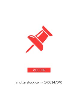 Vector push pin icon, Pushpin icon. Push pin vector illustration for graphic design. Push pin Isolated. Vector EPS10 pin symbol 