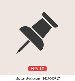 Vector push pin icon, Pushpin icon. Push pin vector illustration for graphic design. Push pin Isolated. Vector EPS10 pin symbol 