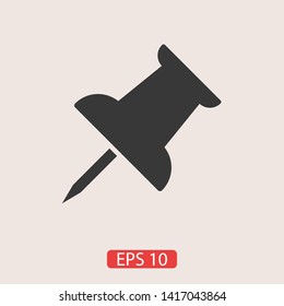 Vector push pin icon, Pushpin icon. Push pin vector illustration for graphic design. Push pin Isolated. Vector EPS10 pin symbol 
