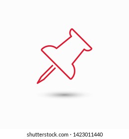 Vector push pin icon, Pushpin icon. Push pin vector illustration for graphic design. Push pin Isolated. Vector EPS10 pin symbol 