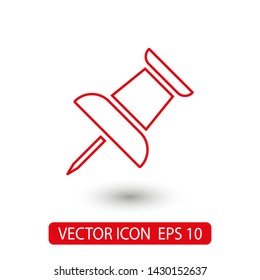Vector push pin icon, Pushpin icon. Push pin vector illustration for graphic design. Push pin Isolated. Vector EPS10 pin symbol