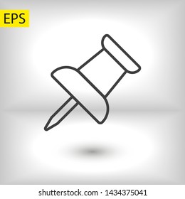 Vector push pin icon, Pushpin icon. Push pin vector illustration for graphic design. Push pin Isolated. Vector EPS10 pin symbol
