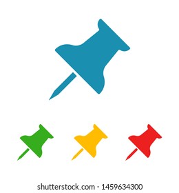 Vector push pin icon, Pushpin icon. Push pin vector illustration for graphic design. Push pin Isolated. Vector EPS10 pin symbol