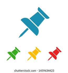 Vector push pin icon, Pushpin icon. Push pin vector illustration for graphic design. Push pin Isolated. Vector EPS10 pin symbol