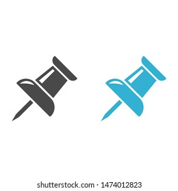 Vector push pin icon, Pushpin icon. Push pin vector illustration for graphic design. Push pin Isolated. Vector EPS10 pin symbol