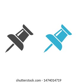 Vector push pin icon, Pushpin icon. Push pin vector illustration for graphic design. Push pin Isolated. Vector EPS10 pin symbol