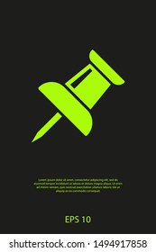 Vector push pin icon, Pushpin icon. Push pin vector illustration for graphic design. Push pin Isolated. Vector EPS10 pin symbol