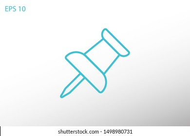 Vector push pin icon, Pushpin icon. Push pin vector illustration for graphic design. Push pin Isolated. Vector EPS10 pin symbol