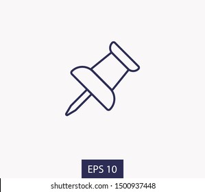 Vector push pin icon, Pushpin icon. Push pin vector illustration for graphic design. Push pin Isolated. Vector EPS10 pin symbol