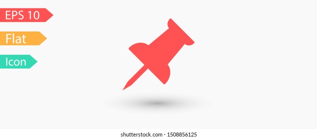 Vector push pin icon, Pushpin icon. Push pin vector illustration for graphic design. Push pin Isolated. Vector EPS10 pin symbol