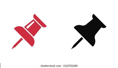 Vector push pin icon, Pushpin icon. Push pin vector illustration for graphic design. Push pin Isolated. Vector EPS10 pin symbol