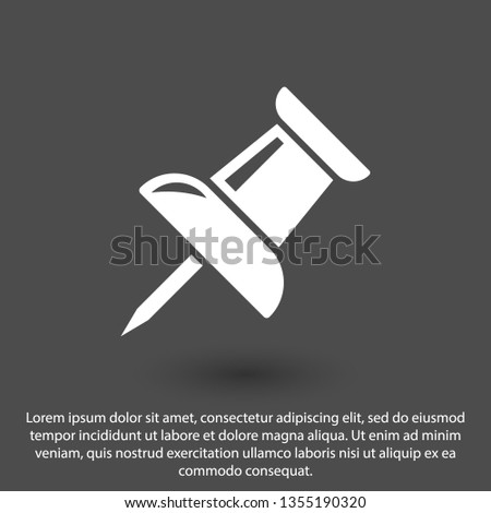 Vector push pin icon, Pushpin icon. Push pin vector illustration for graphic design. Push pin Isolated. Vector EPS10 pin symbol 