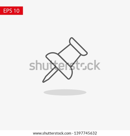 Vector push pin icon, Pushpin icon. Push pin vector illustration for graphic design. Push pin Isolated. Vector EPS10 pin symbol 