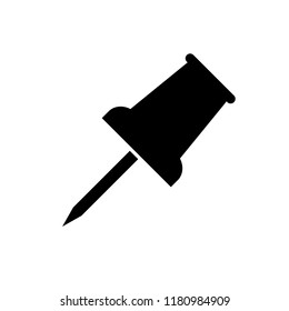 Vector push pin icon, silhouette on white background