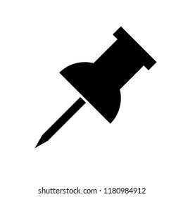 Vector push pin icon, silhouette on white background