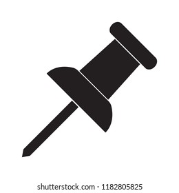 Vector push pin icon, silhouette on white background