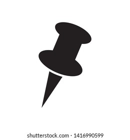 Vector push pin icon, silhouette on white background 